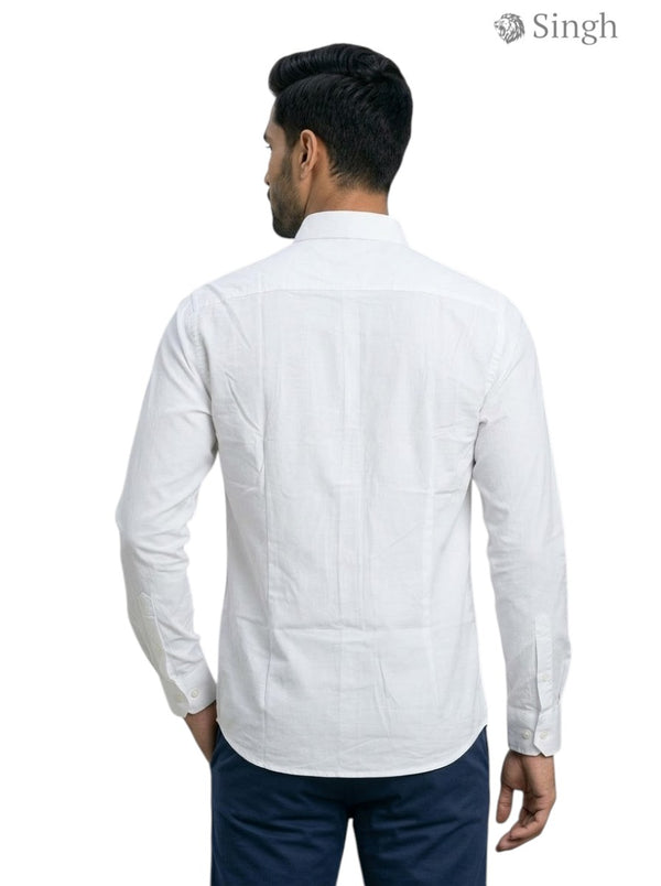 Men's white cotton shirt from SINGH viewed from the back SHIRTS(MENS)-1506-JADEJA