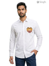 Men's white shirt from SINGH in cotton with a front embroidered design, SHIRTS(MENS)-1506-JADEJA