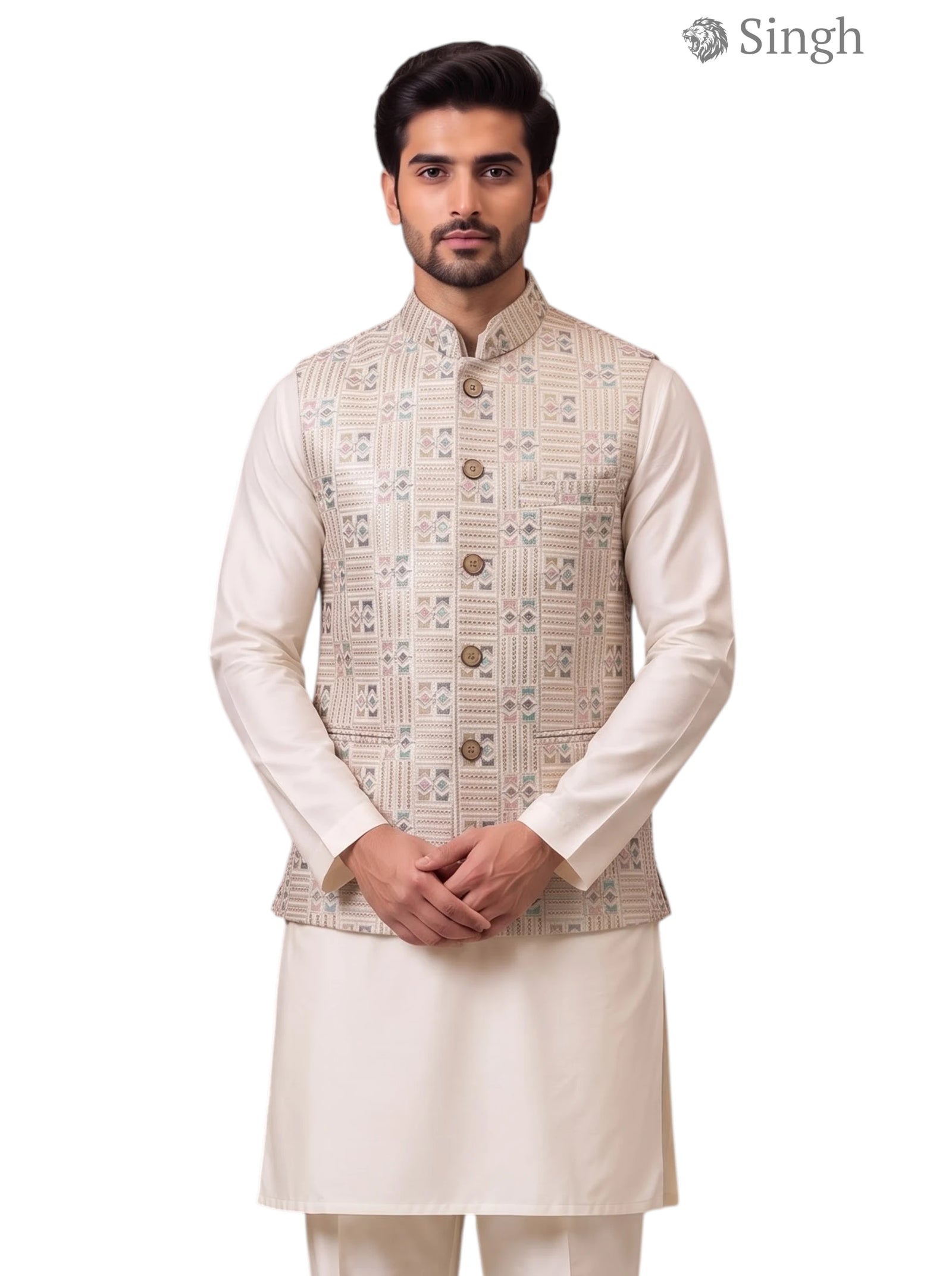 Simple koti in beige cotton fabric, front view showcasing intricate design, SIMPLE KOTI-20-102-2-40