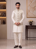 Men's simple koti-20-102-2-40 in beige with printed fabric, shown from the front