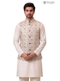 SINGH SIMPLE KOTI-20-102-9-38 in beige cotton with a front view showcasing intricate design