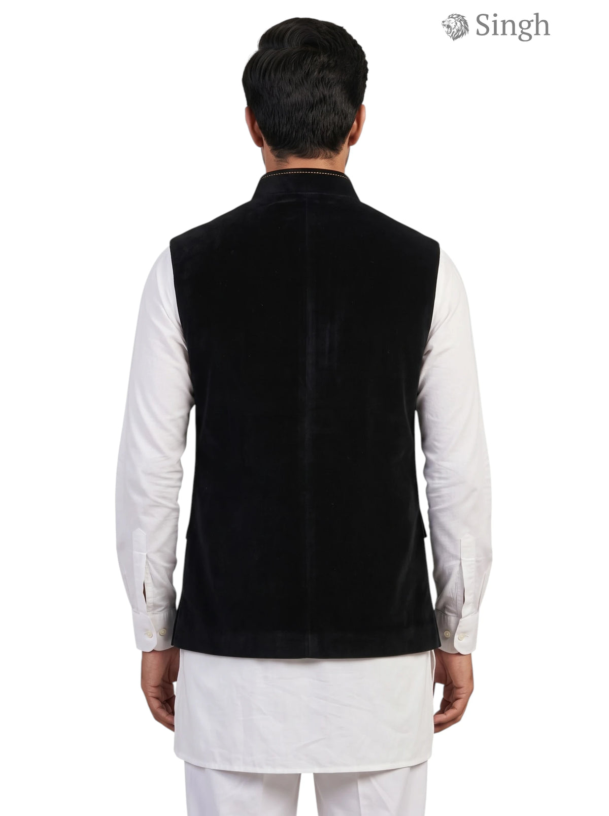 Mens Koti in black velvet back view with Simple KOTI CT (MENS)-2003-5