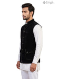 Mens Koti in Black Velvet from Singh, Stylish Side View Featuring Simple KOTI CT (MENS)-2003-5