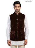 Mens Koti in Brown Velvet Fabric, Front View; SIMPLE KOTI CT (MENS)-2003-5