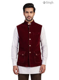 Mens Koti in burgundy velvet front view featuring simple koti ct (mens)-2003-5