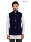 Mens Koti in Navy Blue Velvet with Front Pockets and Simple KOTI CT (MENS)-2003-5