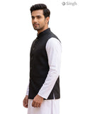 Men's black cotton koti from Singh, side view of simple koti (MENSD)-2001-1 design