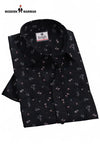 Modern Marwar black printed men's shirt with small floral patterns neatly folded