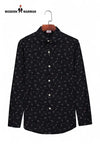 Modern Marwar black printed men's shirt with long sleeves and button-down front