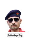 Default navy beret cap in fabric with Dahiya Logo & Beret Cap By Singh Brand