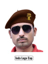 Brown Inda Lobo & Beret Cap by Singh Brand in a stylish angle with sunglasses