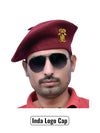 Default maroon wool Inda Lobo & Beret Cap By Singh Brand worn at a slight angle on a model