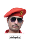 Default red wool Inda Lobo & Beret Cap By Singh Brand worn by a man with sunglasses