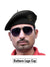 Beret cap by Singh brand in black fabric worn at an angle featuring Rathore Lobo logo