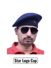 Default navy beret cap by Singh brand with star logo, front angle view