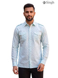 M Hunting Shirt in light blue cotton with a front view showcasing SINGH HUNTING SHIRTS-1308-2