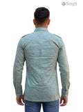 M Hunting Shirt in mint green fabric, back view, featuring SINGH Hunting Shirts-1308-26