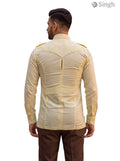 M Hunting Shirt in yellow fabric from the back; SINGH Hunting Shirts-1308-36 Luxury Ethnic Wear