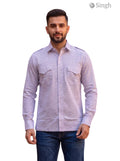 M Hunting Shirt in light purple fabric showcasing front view; SINGH Hunting Shirts-1308-37 Premium Royal Elegance