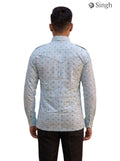 M Hunting Shirt in Light Blue Cotton with Back View - SINGH HUNTING SHIRTS-1308-4