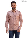 M Hunting Shirt in Pink Cotton Fabric, Front View of SINGH Hunting Shirts-1308-54 Luxury Royal Ethnic Wear