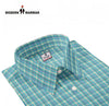 Modern Marwar men's checked shirt in blue green multi color plaid pattern with classic collar