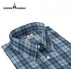 Modern Marwar men's checked shirts in blue green and white color with button-down collar