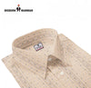 SINGH men's designer casual shirt in beige with geometric pattern and classic collar