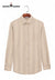 SINGH men's designer casual shirt beige with subtle vertical pattern and long sleeves on hanger