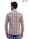 Men's plaid shirt in brown with cotton fabric from the back; Singh Men's F-15-113-2-XL Shirt for Regal Style