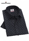 Singh men's printed casual shirt in black with subtle patterned design folded neatly