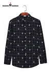 SINGH men's printed casual shirt in black with white check and floral patterns long sleeves