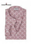 SINGH men's printed casual shirt in pink with paisley pattern and buttoned cuffs