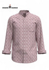 SINGH men's printed casual shirt in light pink with full sleeves and button-down design