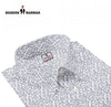 Singh men's printed formal shirt with black vine pattern on white fabric by Modern Marwar