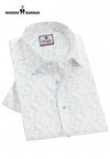 Singh men's printed formal shirt in light colors with subtle pattern and classic collar