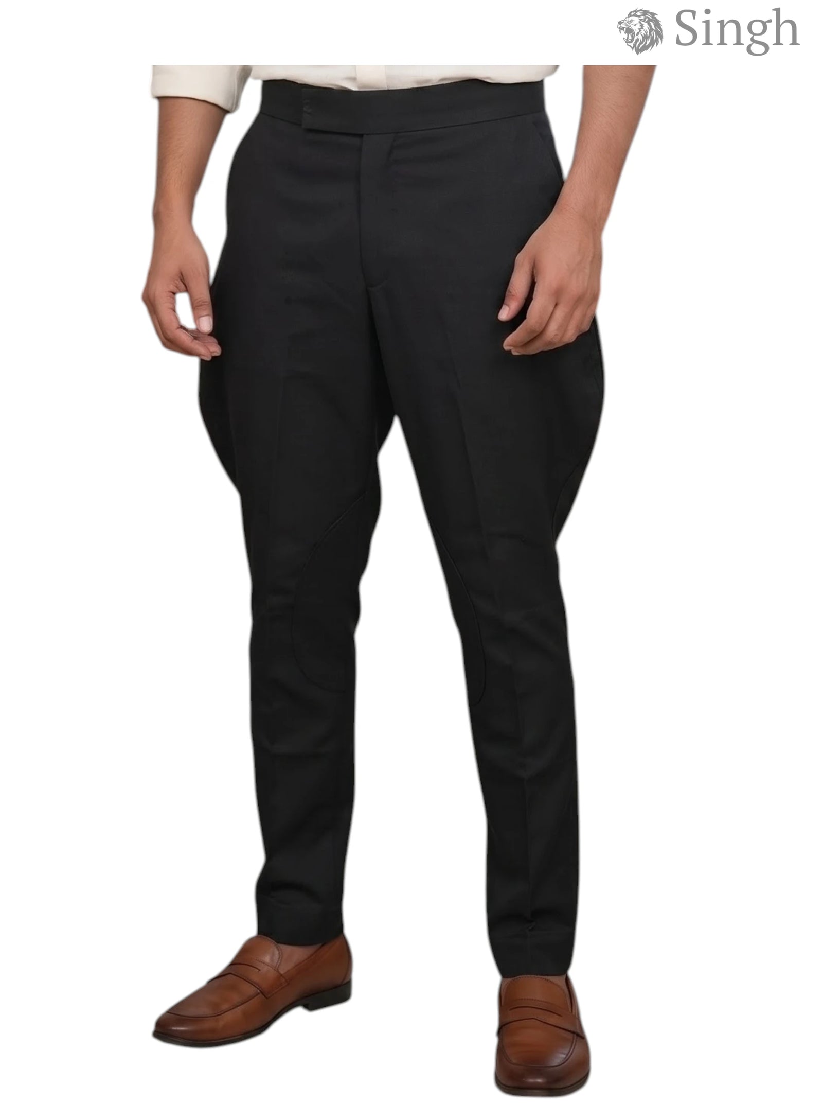Men's kurta in black fabric showcasing Singh Men's Rajwadi Fit-2233874-11 Regal Wedding Elegance from the front angle