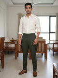 Men's kurta in cream color, cotton fabric, front view; Singh Men's Rajwadi Fit-2233874-11 Regal Wedding Elegance.