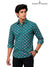 M shirt in teal cotton with floral print, featuring Singh Mens Sanganeri Floral-15-107-3