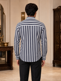 SINGH navy and white striped full sleeve shirt FG06620-7 back view