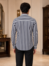 SINGH navy and white striped full sleeve shirt FG06620-7 back view