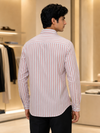 SINGH pink and white striped men's shirt back view