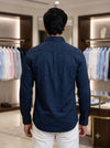 M Navy SINGH PREMIUM CODRAGE SHIRTS-13872-11 in Cotton, Back View for Stylish Casual Wear