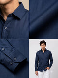 M Hunting Shirt in Navy Blue with Soft Fabric, showcasing SINGH PREMIUM CODRAGE SHIRTS-13872-11 details