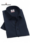 Modern Marwar navy blue premium cotton shirt for men neatly folded with classic collar