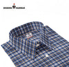 Premium men's checked shirt by Modern Marwar in blue and yellow plaid pattern, featuring a smart collar design.