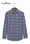 Modern Marwar premium men's checked shirt in blue and white with button-up collar