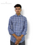 Modern Marwar premium men's checked shirt in blue and white with button-up design and long sleeves