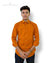 Modern Marwar premium men's shirt in vibrant orange with long sleeves and button-down front