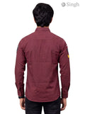 Men's burgundy Singh RAJUTANA SHIRTS (MENS) F-23 in cotton fabric, back view showing design details.